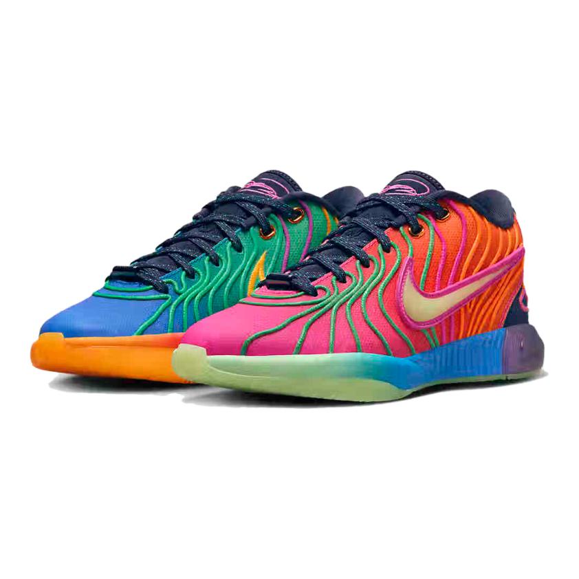 Nike Баскетбольные кроссовки LeBron 21 Optimism Photo Blue Laser Fuchsia Vapor Green Laser Orange Thunder Blue Green Shock для детей старшего возраста HF6819-400