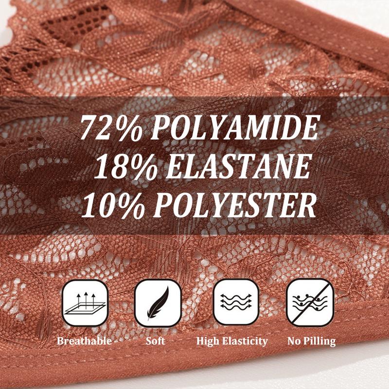 5PCS/Set Women Sexy Lace Thongs G-String T-Back Underwear Female Breathable Underpants Floral Lace Solid Color Panties S-XL