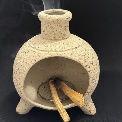 Керамическая настольная каминная курильница для благовоний, ручная работа, расписная чиминея, держатель для конусов благовоний, древесного угля, шалфея или пало санто