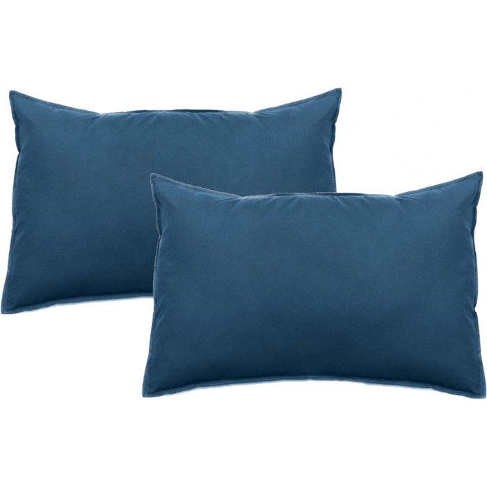 Set of 2 Palace Pure Cotton Dyed Washed Pillowcases 63 Threads/cm² South Wind - Palace Marine - Set of 2 Pillowcases 50 X 70 Cm