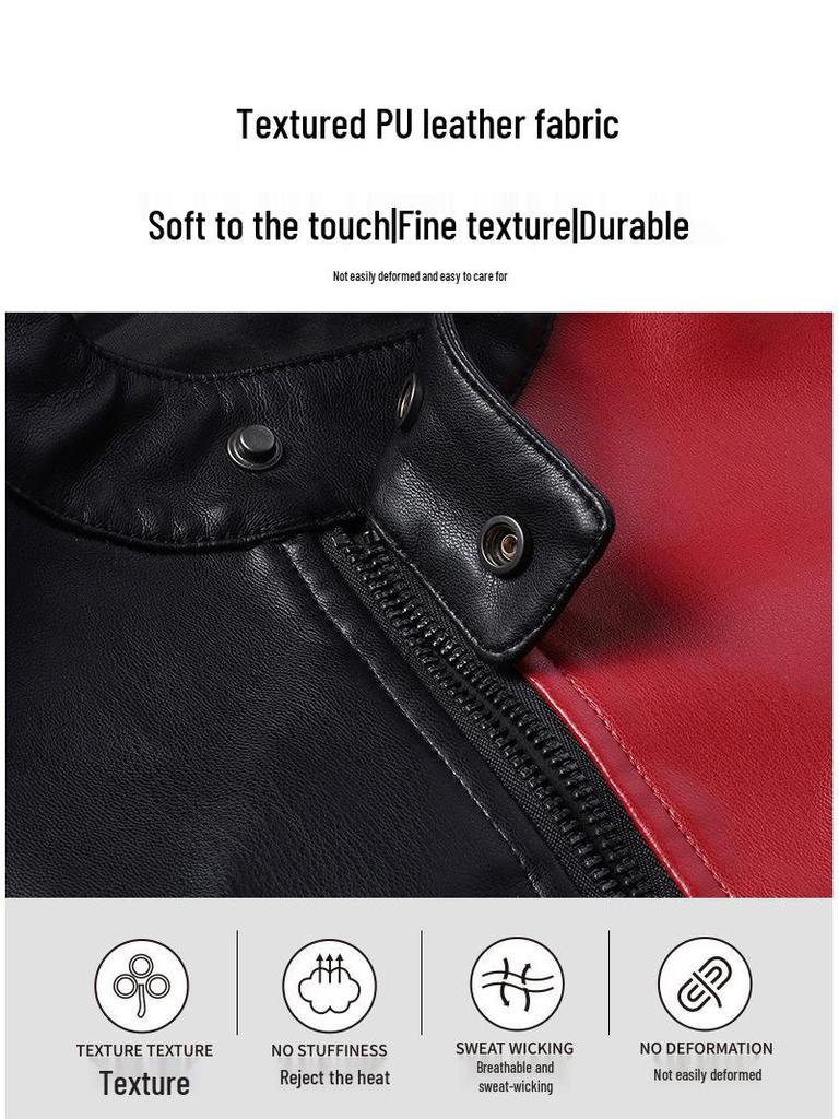 Men's PU Leather Motorcycle Racing Jacket for Spring & Autumn
