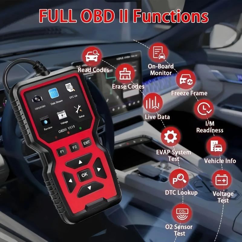 V519 OBD2 Сканер - Ручной Тестер Проверки и Диагностики Неисправностей Автомобиля с Отображением Данных в Реальном Времени, Тестом Аккумулятора и Другими Функциями - Питание от USB