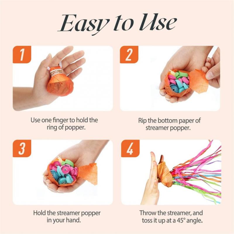 10Pack Colorful Streamer Poppers,Hand Throw Confetti Streamers