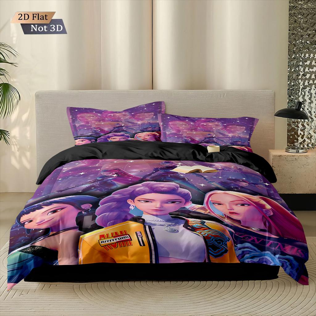 3pcsK-Pop Demon Hunters printed down duvet cover set multi size bedroom bedding decoration machine washable