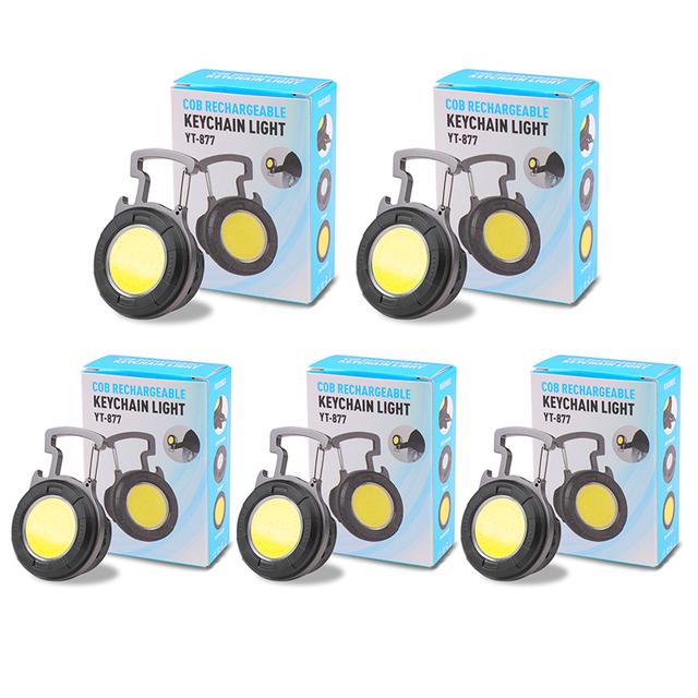 Многофункциональный портативный мини-фонарик-брелок COB, перезаряжаемый через USB, светодиодный рабочий свет, аварийный свет для кемпинга на открытом воздухе