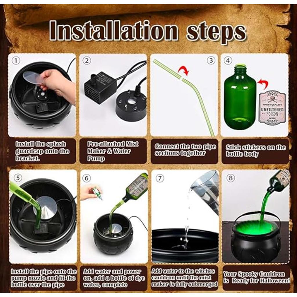 Halloween Decorations Indoor Magic Floating Potion Bottles and Diffuser Plastic Witches Bowl Hocus Pocus Party Decors