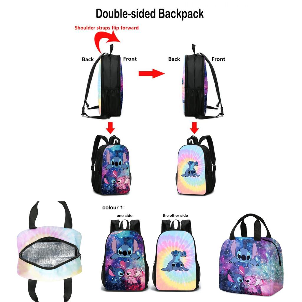Двусторонний рюкзак Лило и Стич Легкий и прочный школьный рюкзак для детей и студентов