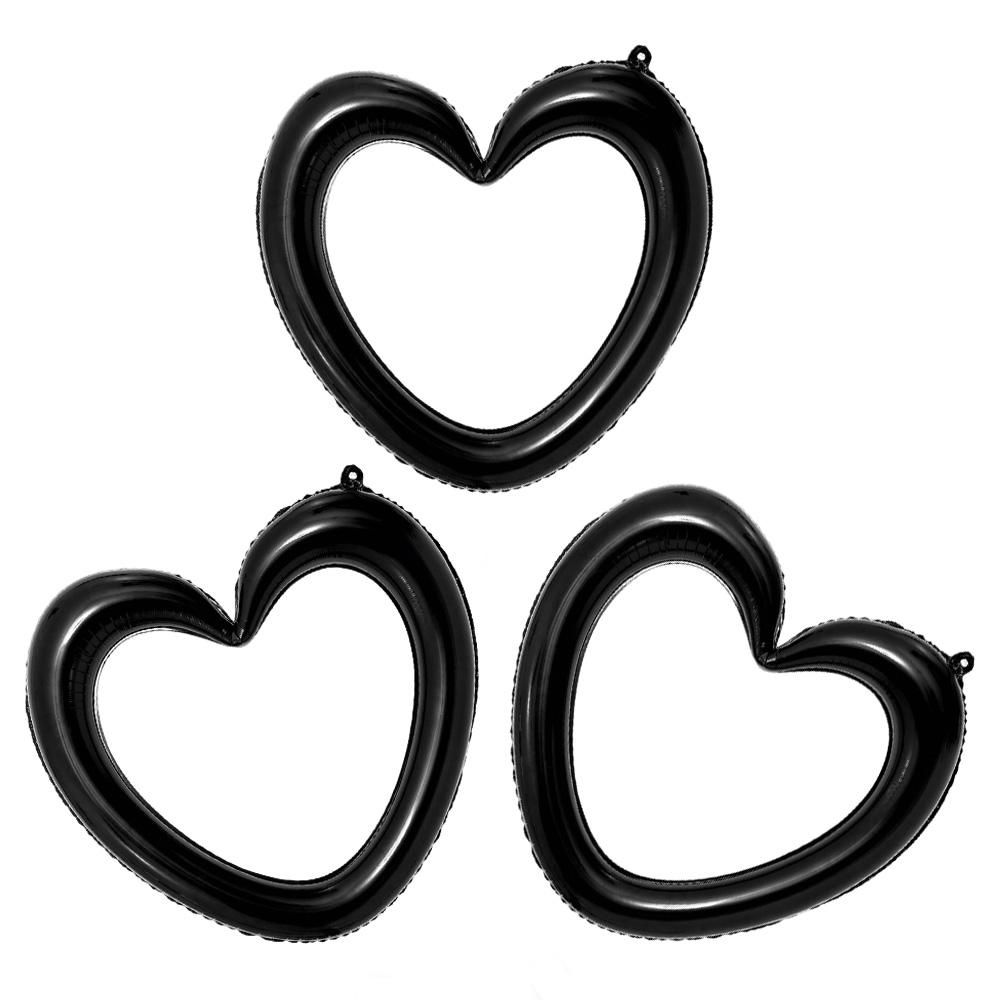 3-Pack of Heart-Shaped Aluminum Foil Balloons, 40inch Hollow Heart Balloons, Suitable for Valentine's Day, Birthday Parties, Wedding Part