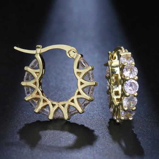 1 пара женских сережек-обручей с кубическим цирконием, круглые, маленькие серьги-кольца, серьги-клипсы для выпускного вечера, медные круглые серьги