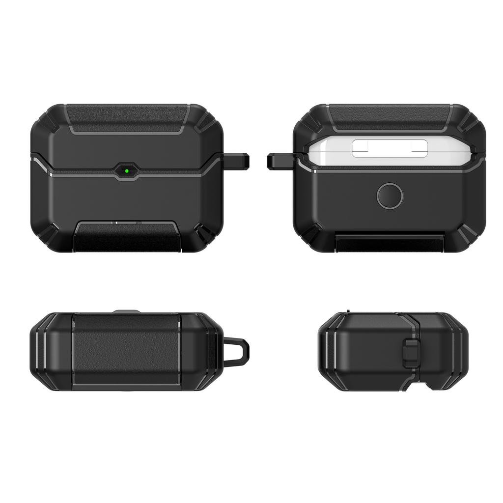 Чехол для AirPods Pro 2 со складной подставкой, чехол для наушников из ТПУ и ПК с карабином