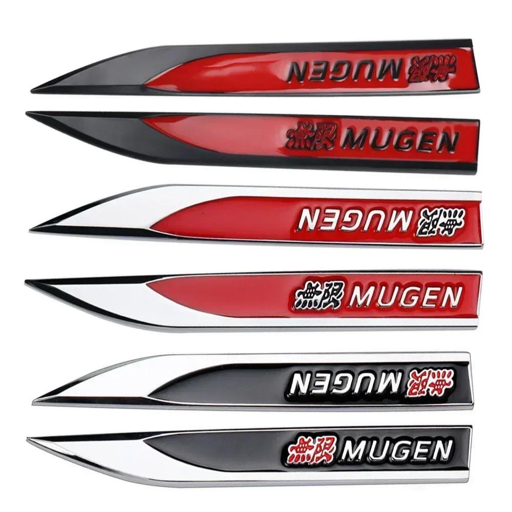 FIQ1 2pcs x Metal Mugen Logo Side Fender Emblem Badge Car Body Sticker Decal for Honda Civic City Jazz Accord Crv Fit Insight