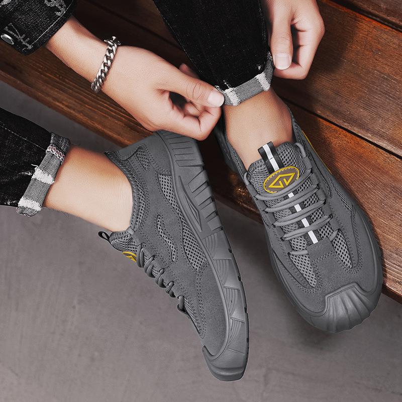 2025 Spring New Men's Shoes Mesh Breathable Casual Labor Protection Shoes Fashionable and Versatile Outdoor Travel Shoes Dirt-Resistant Single Shoes