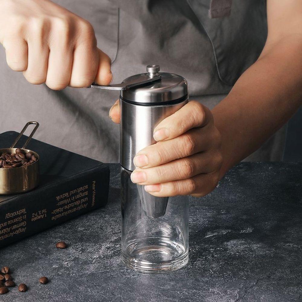 2 in 1 Hand-cranked Coffee Grinder Manual with Filter Travel Coffee Mill Adjustable Coarseness Ceramic Grinding Core