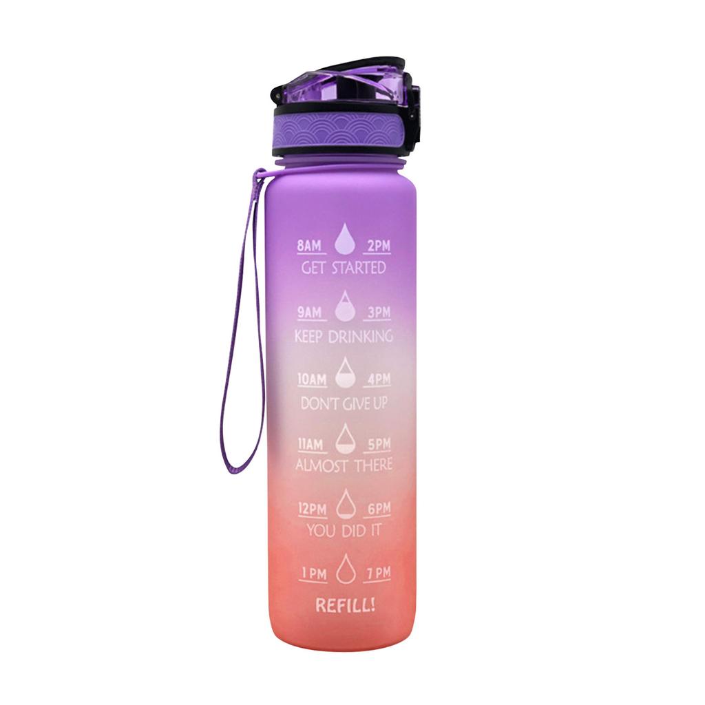 Large Water Bottle With Motivational Time & Removable Strainer, For Fitness, Gym And Outdoor Sports