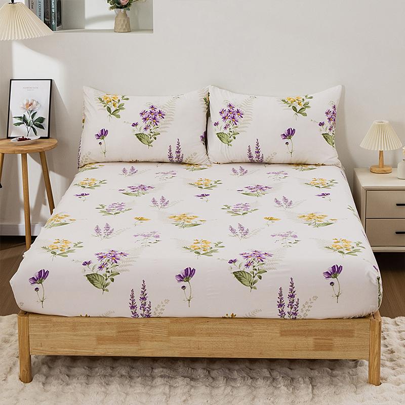 3Pc Floral Bed Sheet Set Bedroom Printed Bed Cover 100%Polyester Elastic Band Around Mattress Cover King Size Bed Cover