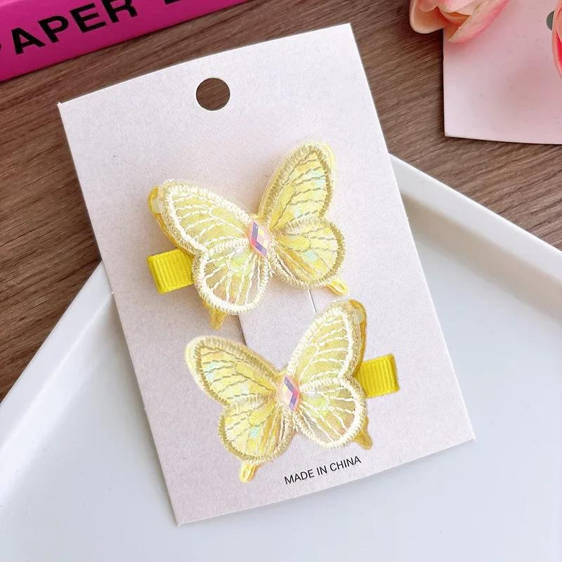 2 шт./комплект, симпатичная заколка для волос в виде бабочки с пайетками для девочек, милая мультяшная заколка-бабочка для волос, заколка для волос, головной убор для маленькой девочки