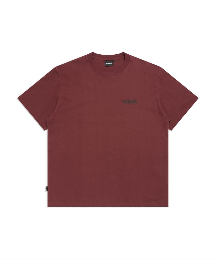 MARK GONZALES Angel Next Sign Logo Short Sleeve T-Shirt - Burgundy