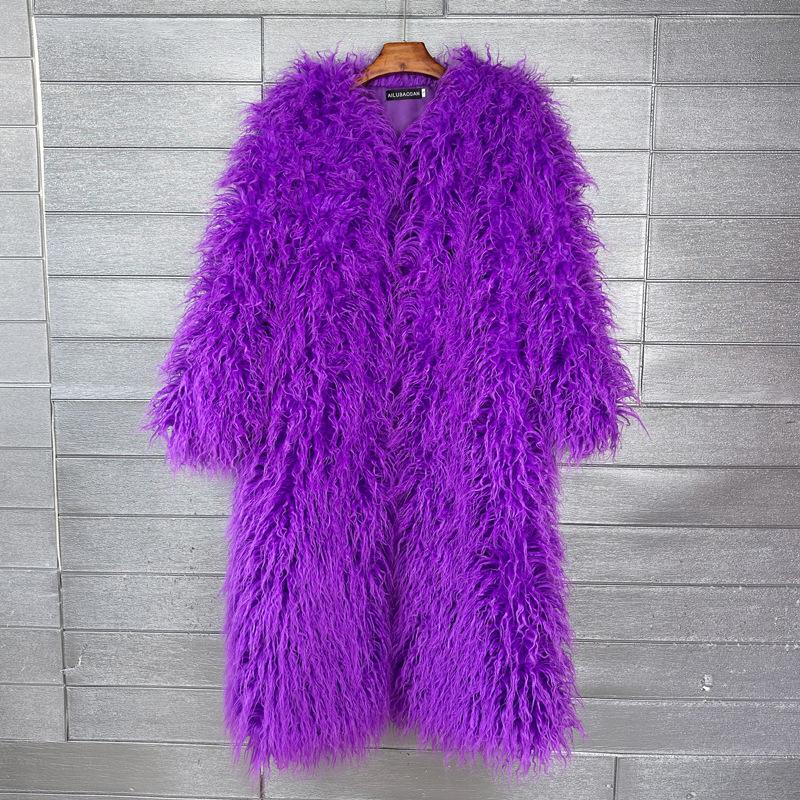 Источник Имитация меха мех пляжная шерсть удлиненная шерстяная куртка цвет колено длинный