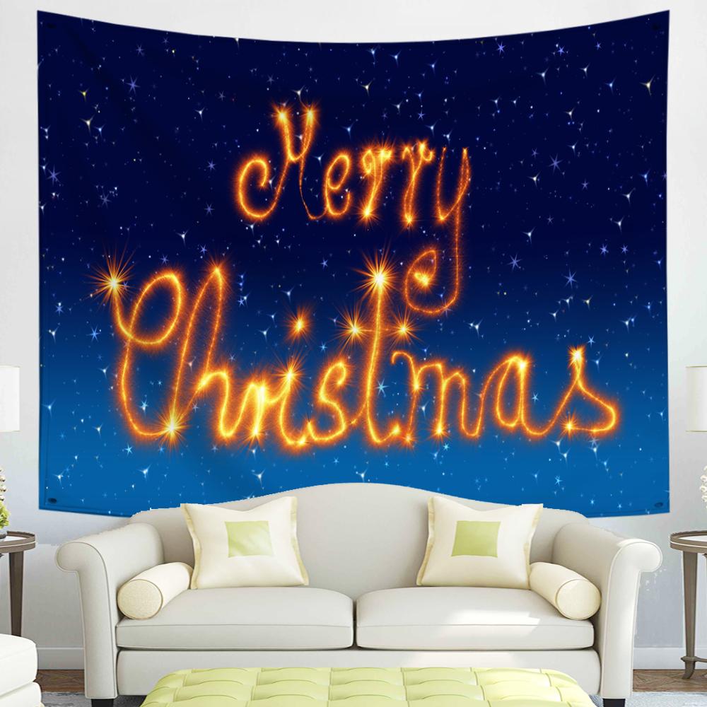С Рождеством Гобелен Снежинки Санта-Клаус Зимняя ночь Рождественская елка Настенный камин Подарок Новогодние украшения для дома
