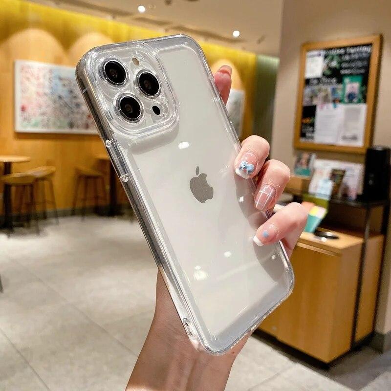 Роскошный прозрачный чехол для iPhone 17 13 14 15 16 Pro Max 12 11 Xs X XR 7 8 SE 2022 Coque Противоударный бампер Прозрачный мягкий силиконовый чехол Fundas
