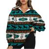 2025 Women's Printed Top Half-zipper Pullover Long-sleeved Sweatshirt Female