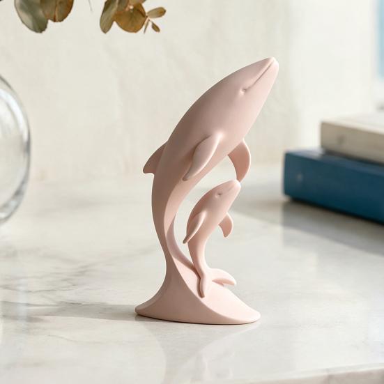Whale Art for Nursery Decor 3D Printed Ornaments, Mother And Child Figurines, Modern Minimalist Double Sculpture Home Office Matte Solid Color