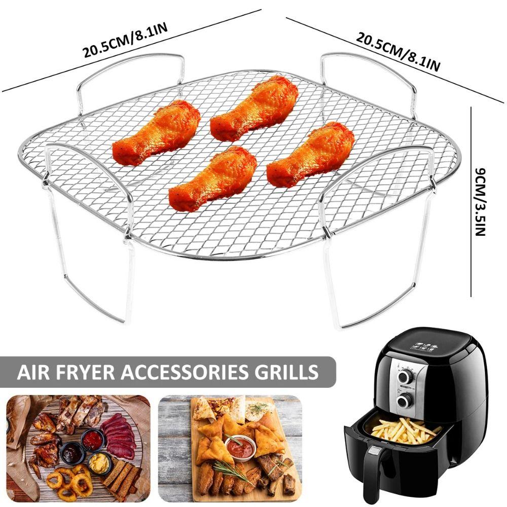 Stainless Steel Mesh Air Fryer Baking Rack Rust-proof Air Fry Basket Steaming Cooling Grid  Kitchen
