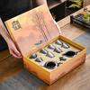 Jun kiln change gold silk ten head tea set household ceramic teapot gift box business gift kiln change glaze