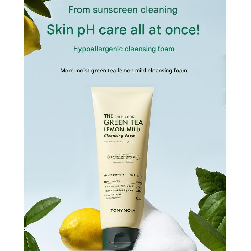 Tonymoly Пенка для умывания The Chok Chok Green Tea Lemon Mild Low pH 150 мл