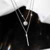 Fashion Double Layer Pendant Necklace Women Zircon Wedding Necklace Birthday Party Anniversary Gift
