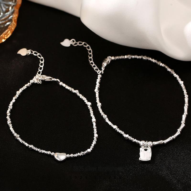 Banyan Tree S925 Silver Irregular Love Square Bamboo Bracelet for Girlfriend