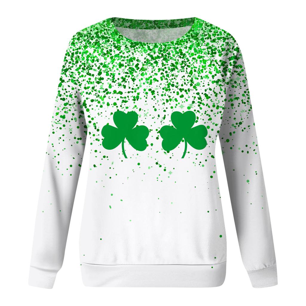 Женская мода повседневная толстовка с длинным рукавом и круглым вырезом с принтом