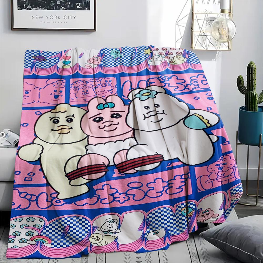 1PC Opanchu Usagi Print Flannel Blanket, High quality Comfortable for All Seasons, Home Decor, Warmth and Comfort, Perfect for Christmas Gifts104