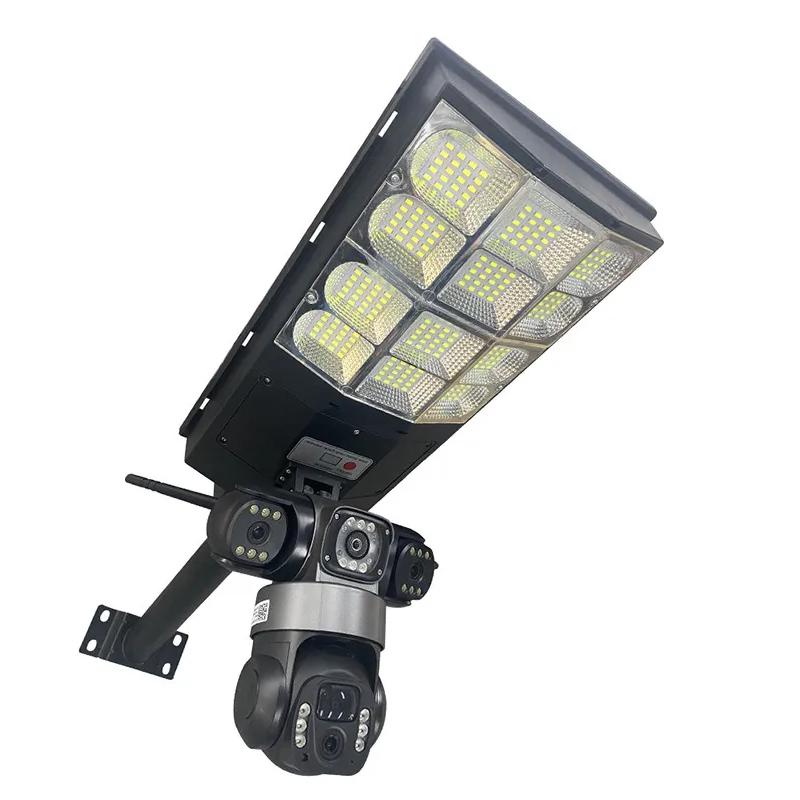 WiFi/4G Solar Camera Street Light – 3 Light Modes, Motion Sensor, Remote Control, Triple-Lens IP Camera
