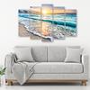 Five Piece Picture Canvas Print Sea Beach Sunset