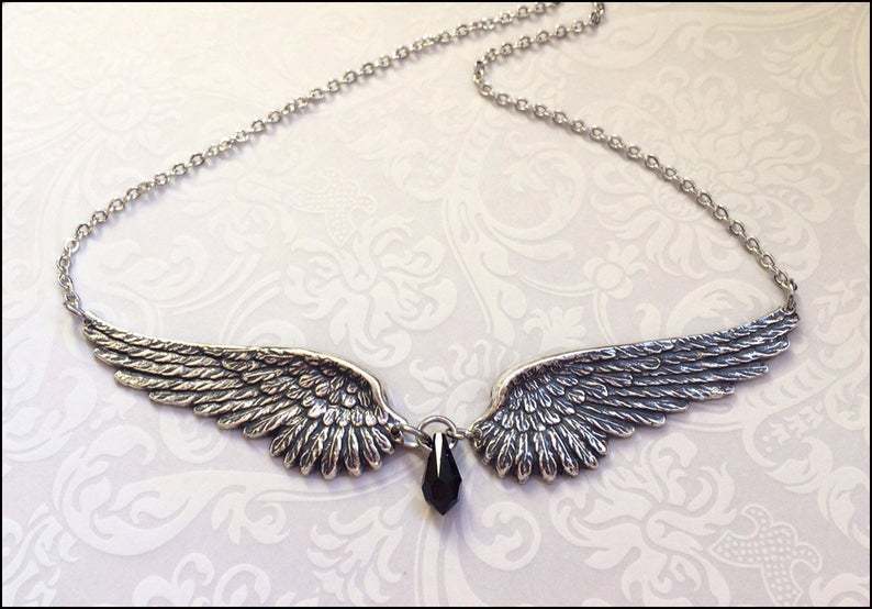 Angel Wings Feather Pendant Necklace With Alloy Chain For Women And Men