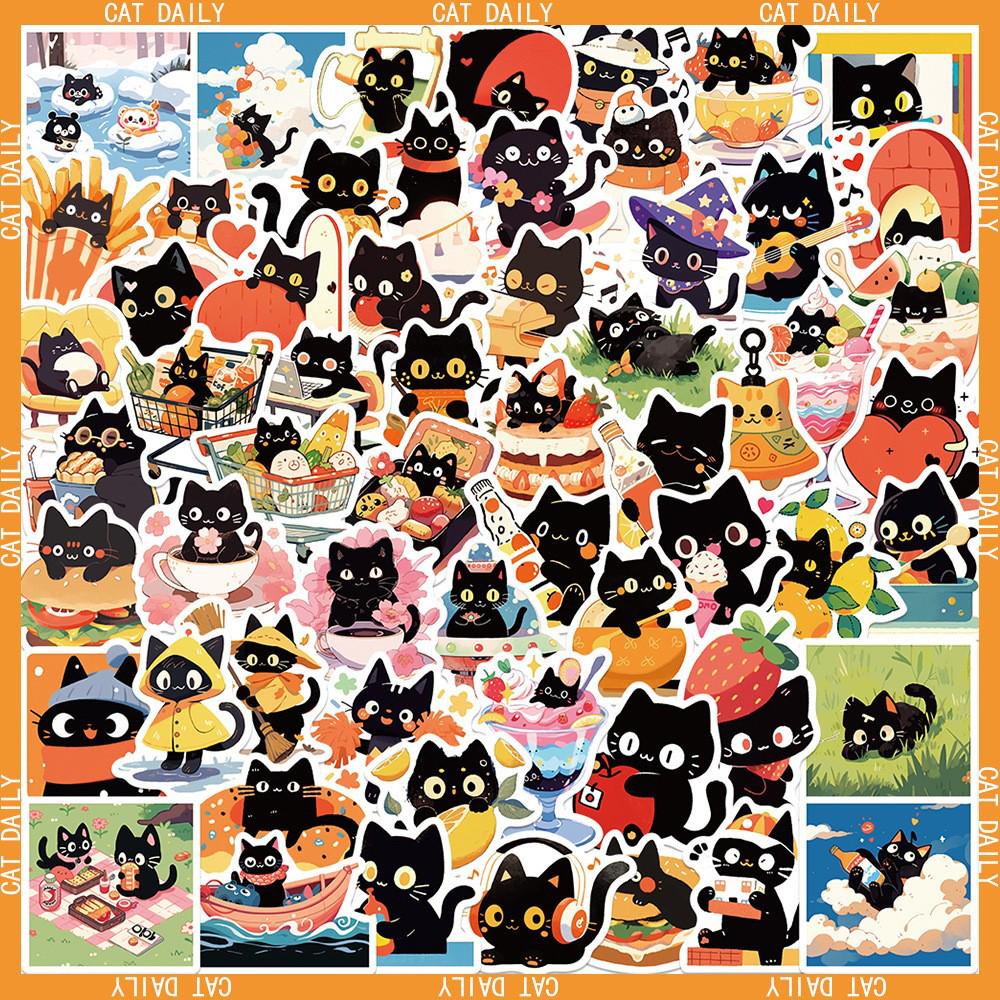 Cute Cat Cartoon Graffiti Stickers: Waterproof DIY Decorations for Notebooks & Suitcases
