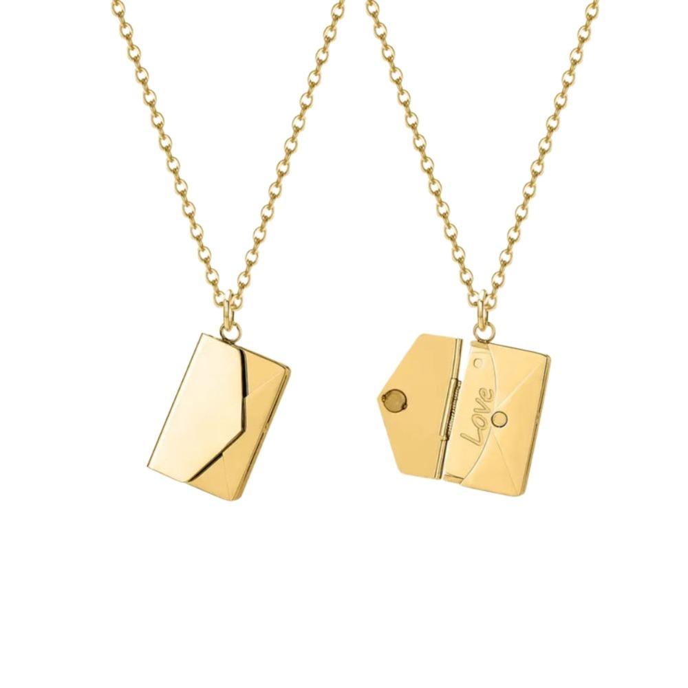 Heart Envelope Necklace Openable Lovers Choker Necklace Simple Pendant Sweater Chain Girls