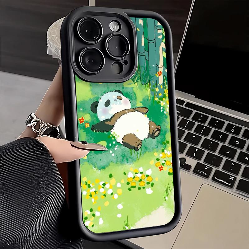 Чехол для телефона iPhone 17 Air 16E 15 16 Pro Max Милый Мультяшный Чехол-Панда 14 Plus 13 12 Mini Мягкий Силиконовый Чехол Fundas