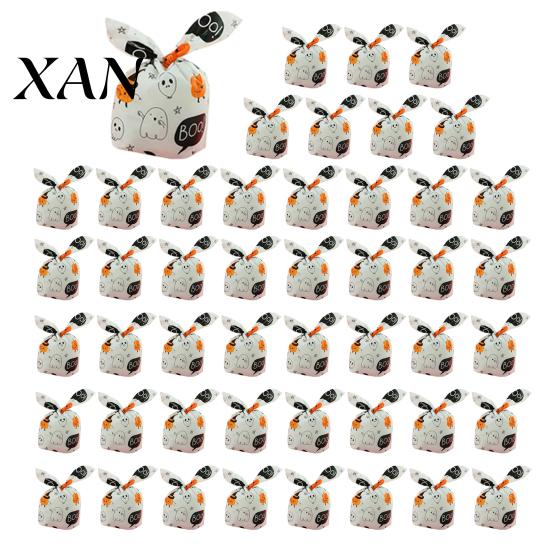 Transparent Cookie Bags with Drawstrings 48 Pcs Halloween Candy Bags, Kids Trick or Treat Goodie Cute Rabbit Portable Snack for School Events