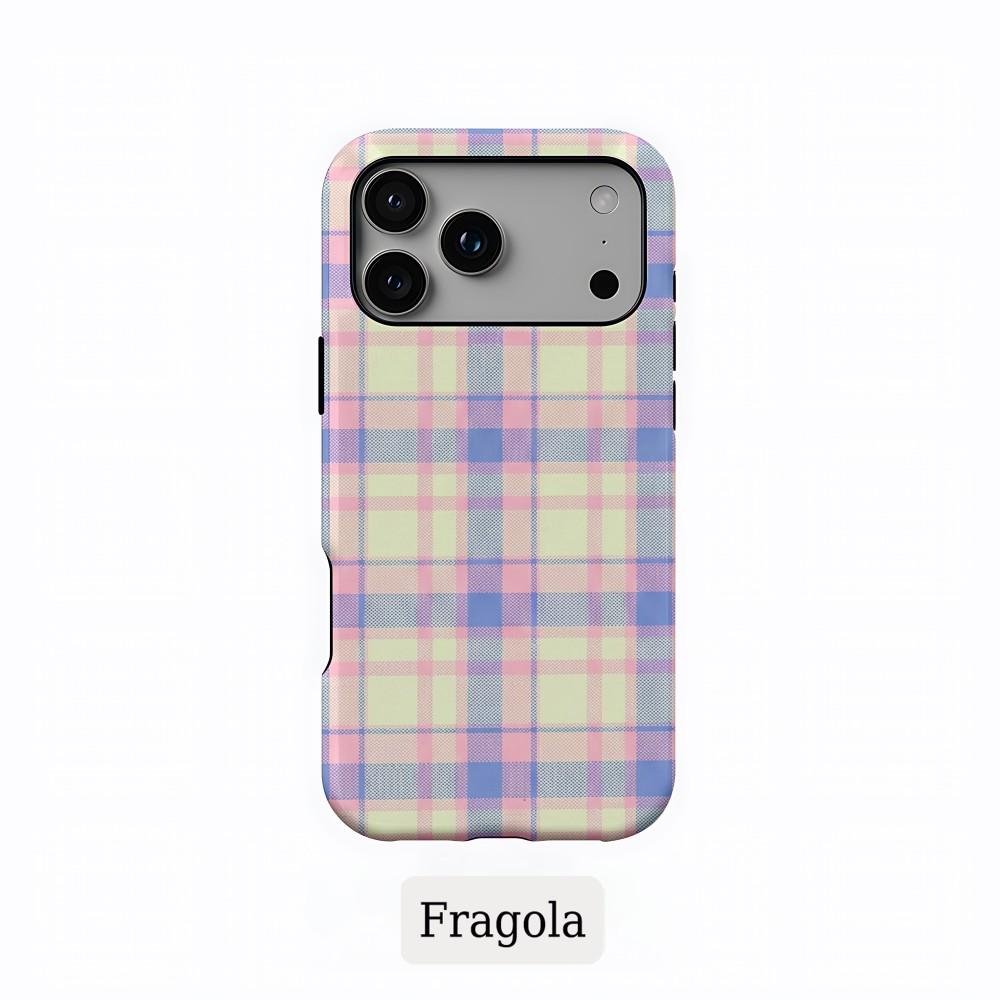 Чехол для телефона iPhone 17 16 15 14 13 12 11 X XS XR Air Pro Max Plus Роскошный Clmj Fragola Цветные решетки Двухслойная задняя крышка