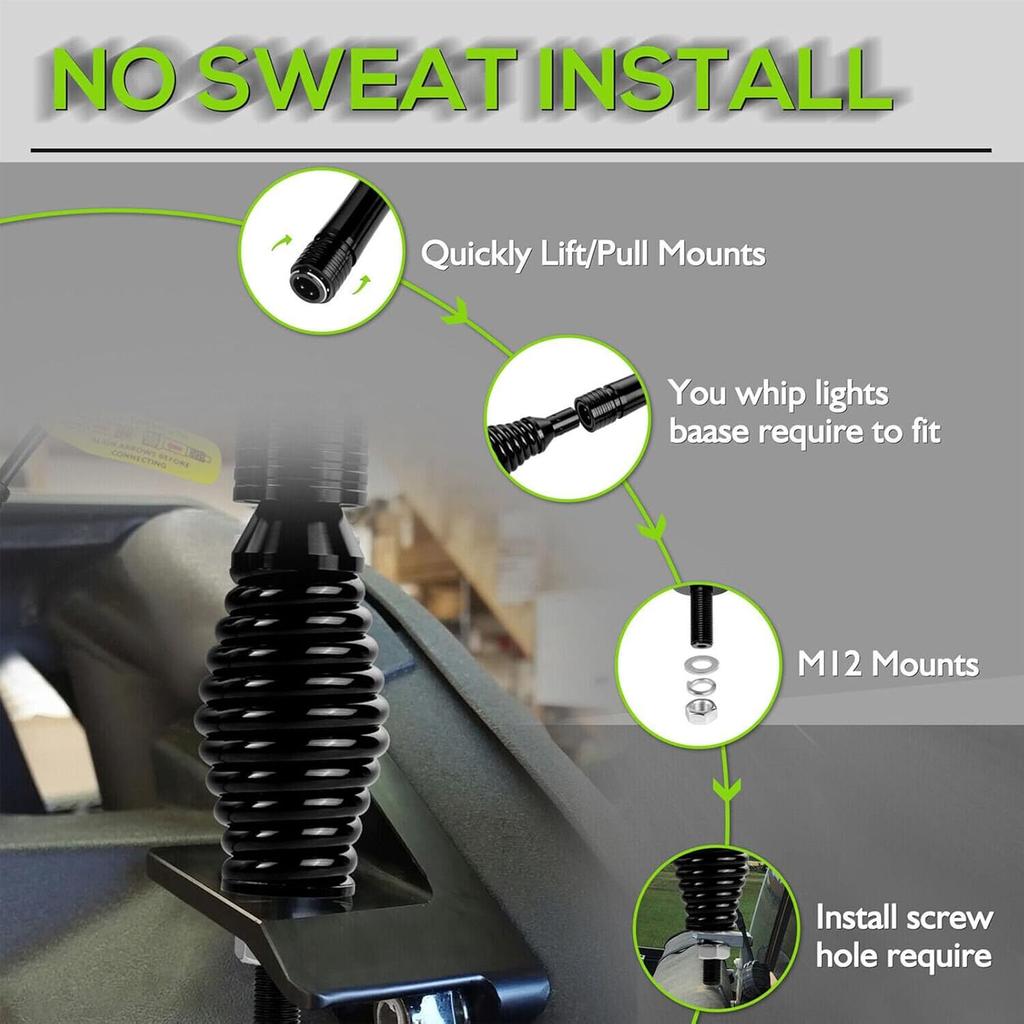 Пружинное основание для крепления хлыста, 2 шт., RGB 2 фута 3 фута 4 фута 5 футов 6 футов, светодиодный хлыст, пружинное основание, защитный монтажный кронштейн, крепление для Polaris RZR UTV ATV