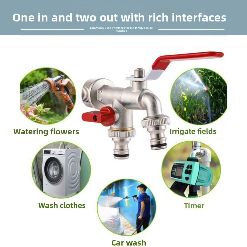1/2'' Двухвентильный кран для воды Садовое орошение Садовый поливочный клапан-переключатель Аксессуар для стиральной машины Резьбовой Сплав Смеситель для раковины