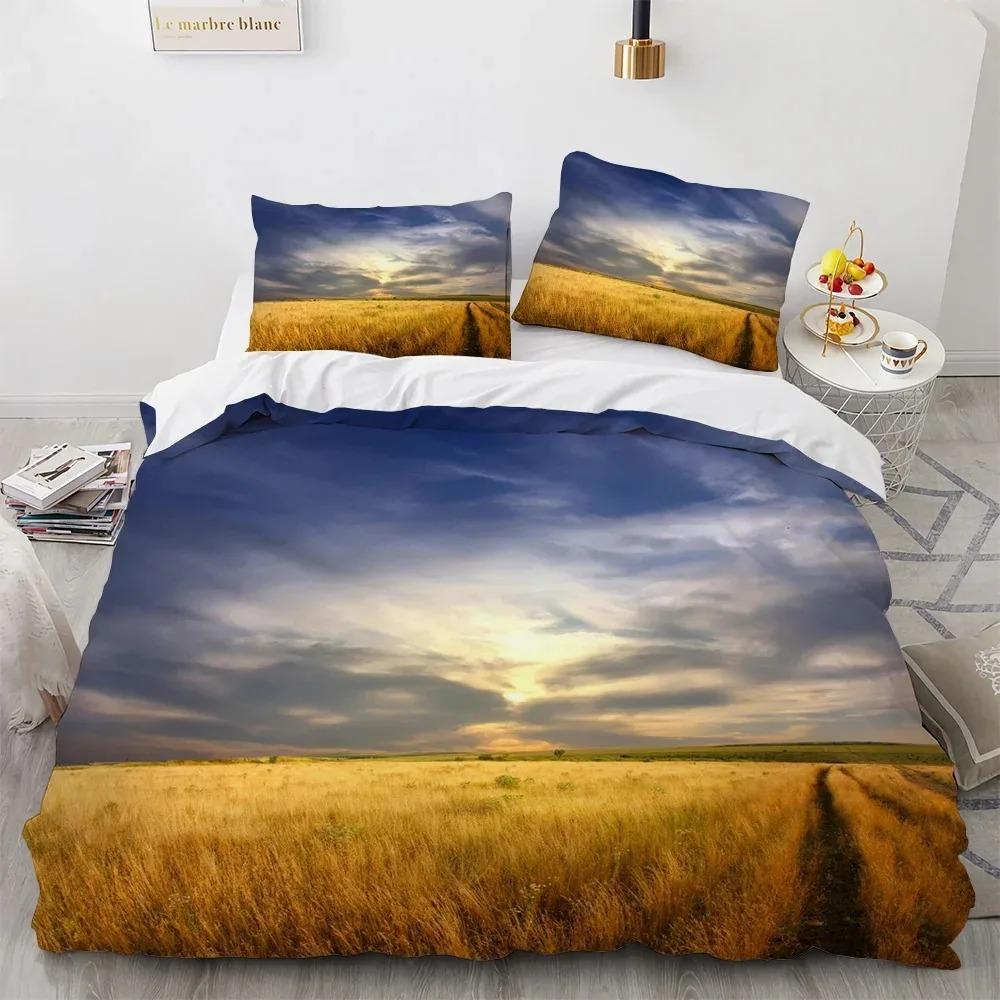 Comforter Blue Sky Cloud King Queen Full Size For Kids Boys Girls Polyester Bedding Set Comforter Landscape Pattern