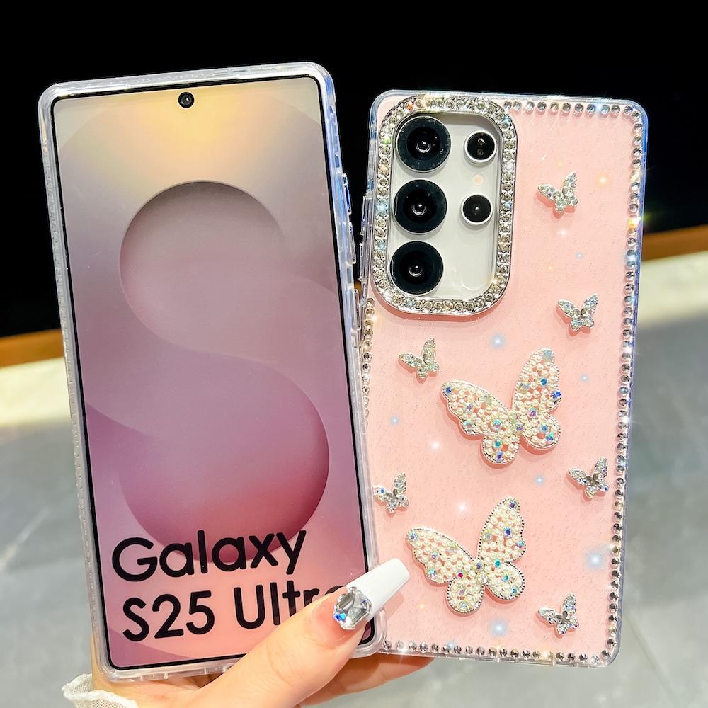 Luxury TPU Glitter Butterfly Shockproof Case for for S25 Ultra/S23/S24 FE/A07/A17 5G Bling Bling Cover