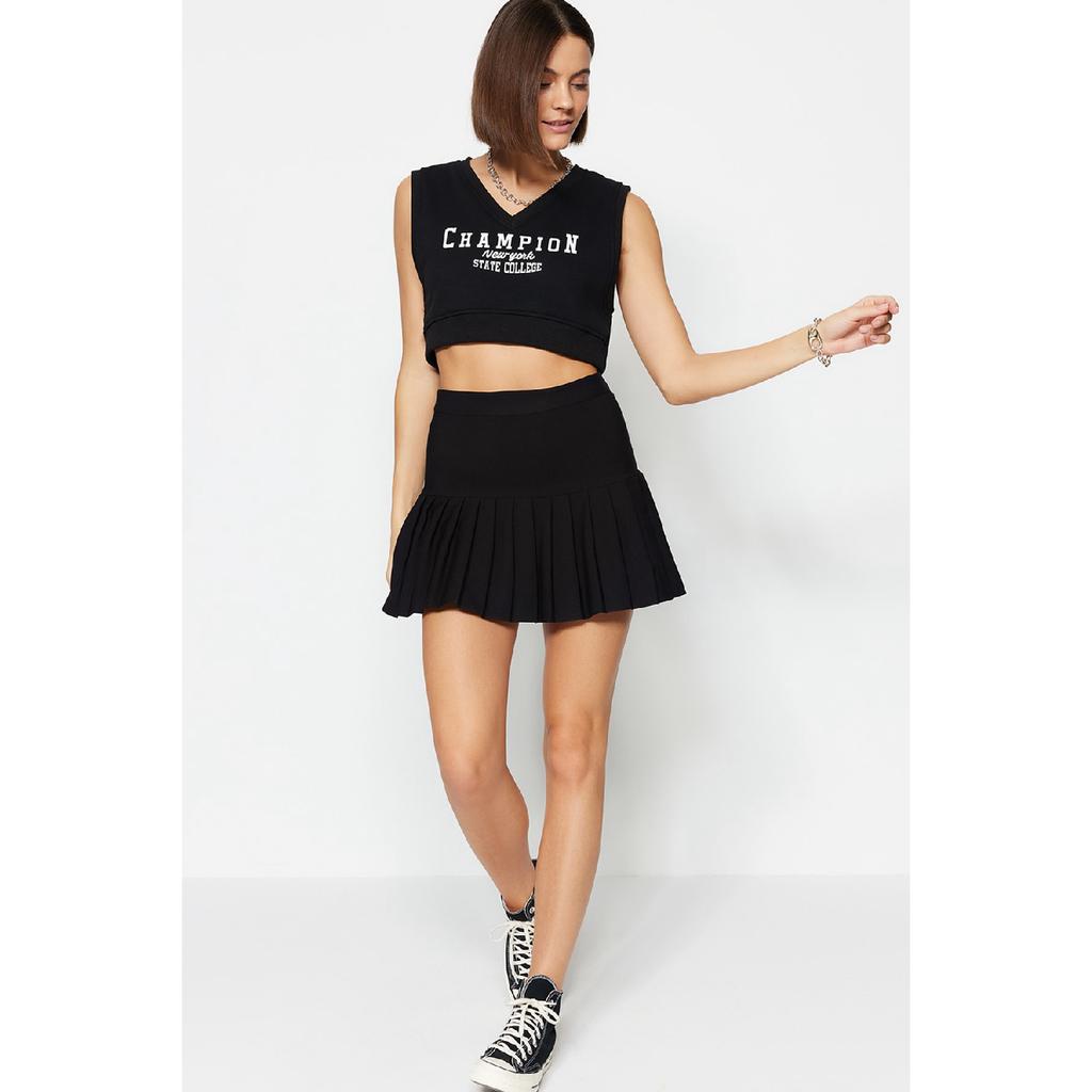 Плиссированная мини-юбка цвета хаки Twoaw23et00059