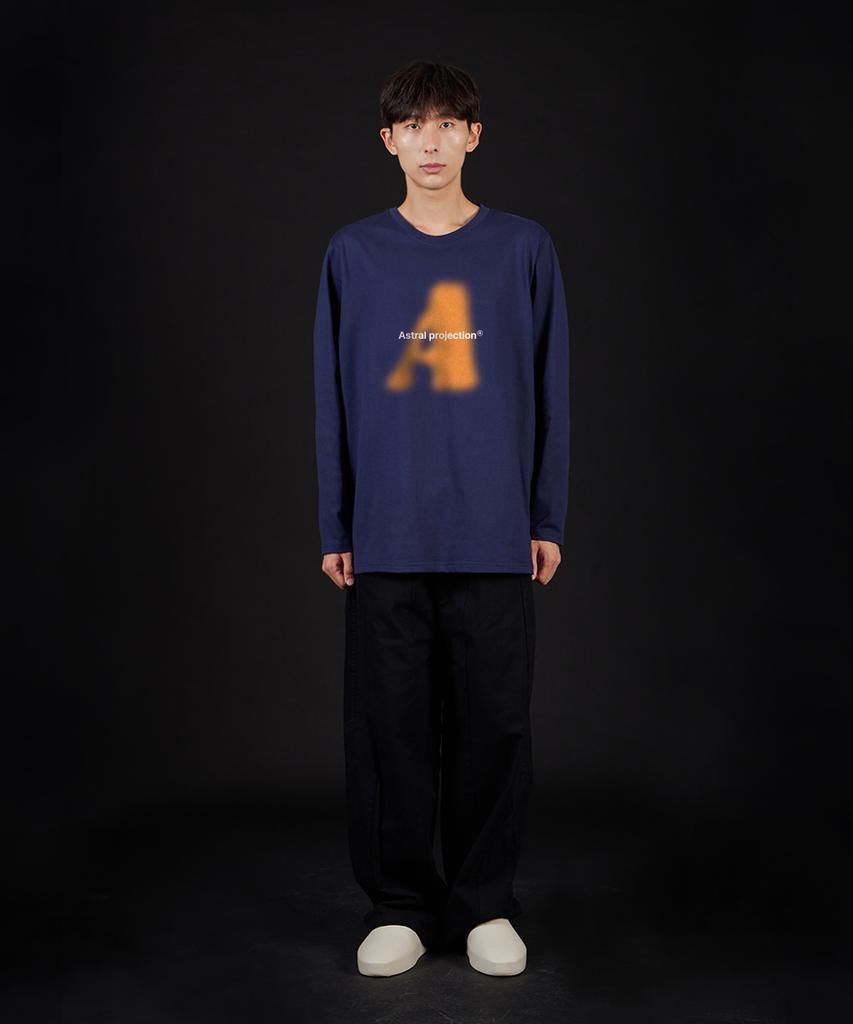 ASTRAL PROJECTION Big A Oversized Long Sleeve T-Shirt_Navy
