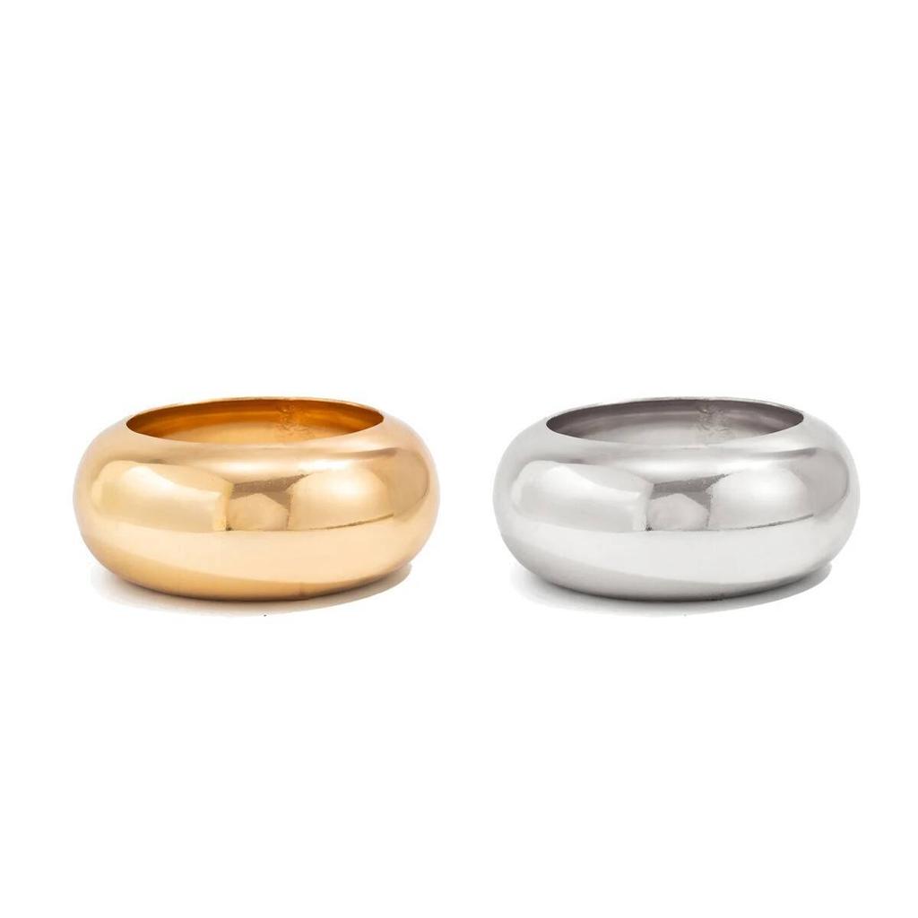 SHIXIN 2Pcs/Set Exaggerated Round Big Wide Bracelets for Women Simple Geometric Stackable Chunky Bangle Bracelet Fashion Jewelry
