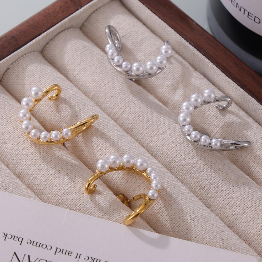 Серьги с инкрустацией из искусственного жемчуга, женская мода, титановая сталь, персонализированные серьги-гвоздики, ювелирные изделия, серьги-гвоздики необычной формы