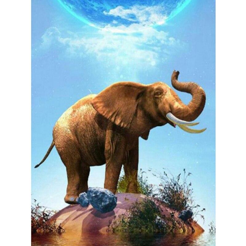 DIY Elephant 5D Diamond Painting Full Round Drill Rhinestone Animal Diamond Embroidery Cross Stitch Mosaic Kits Wall Art Decor